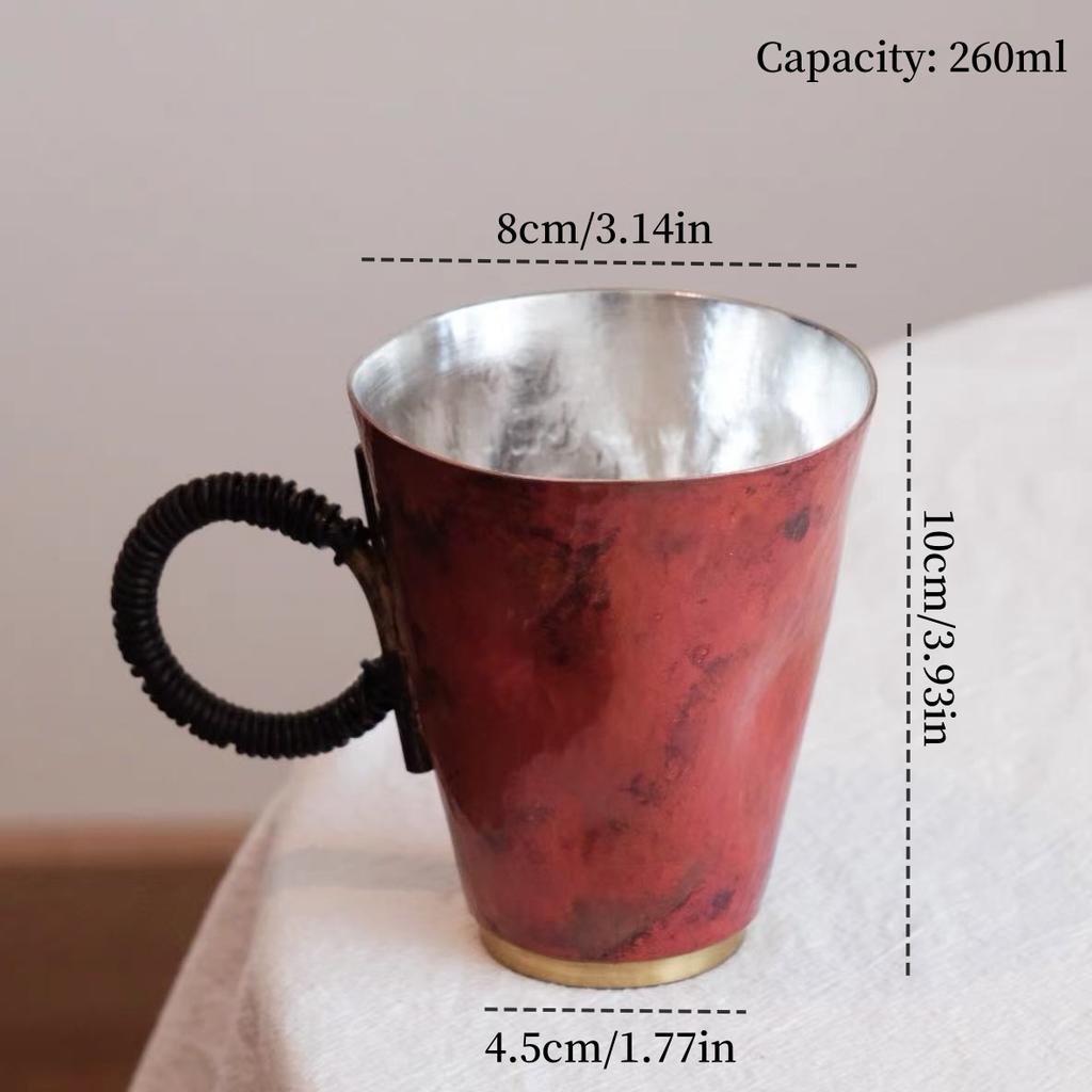 Pure Copper Coffee Mug ,Handcrafted Retro Engraving Hammer Texture 260 ml Beer Moscow Mule Tumbler Water Cup,Tea Water Tableware