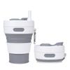 450ml Silicone Folding Straw Cup Space Saving High Temperature Resistant Retractable Cup with Buckle Leakproof Collapsible Cup