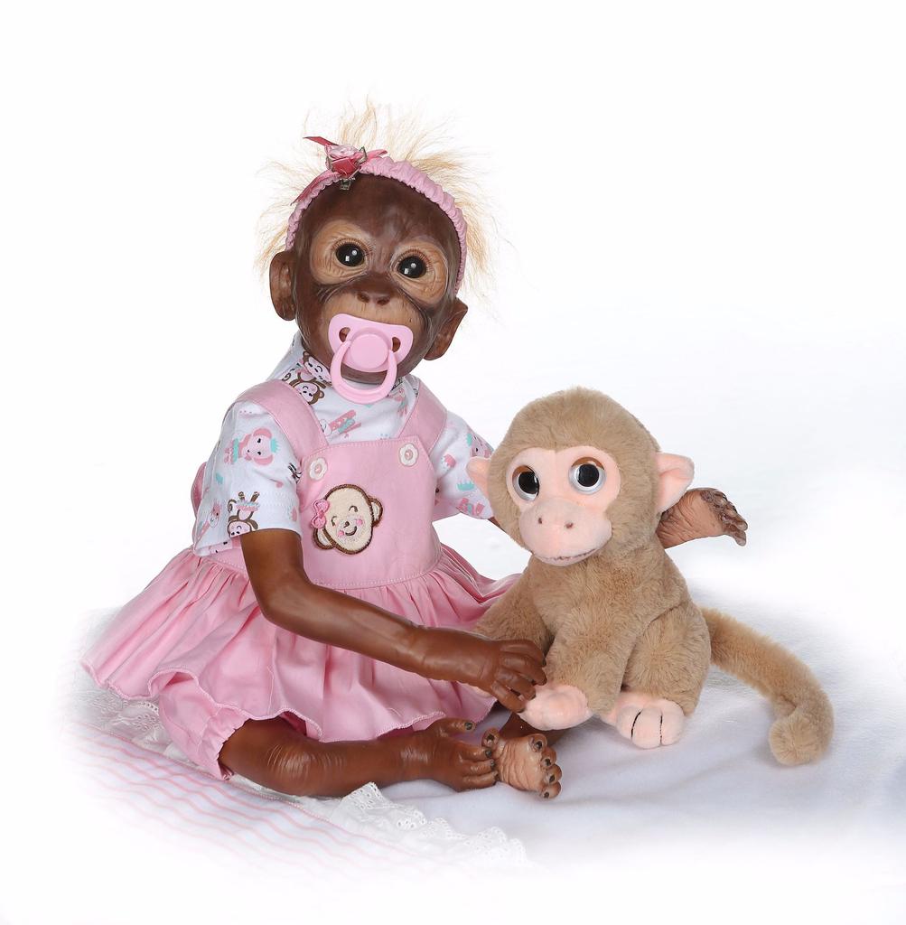 52CM Handmade Detailed Paint Reborn Baby Monkey Newborn Baby Collectible Art High Quality