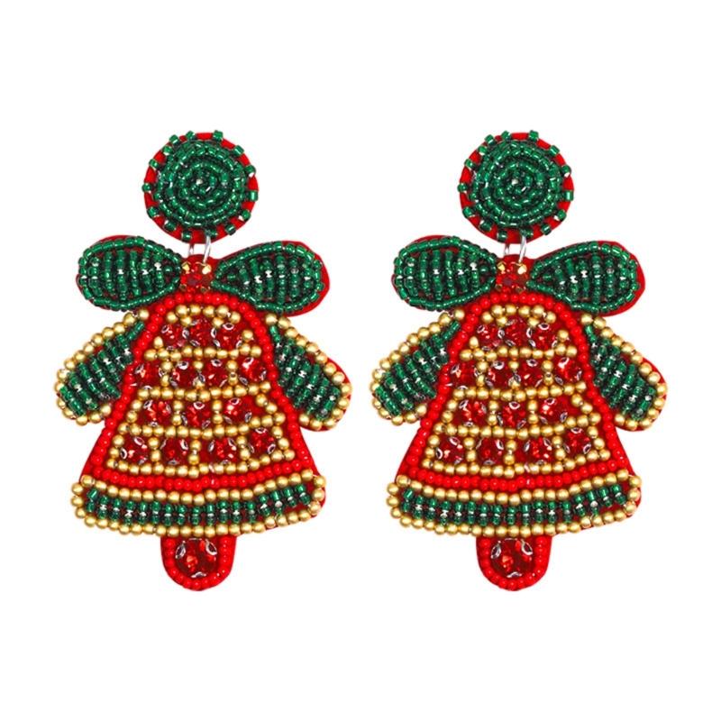 

Christmas Rhinestones Beaded Earrings for Seasonal Parties Women Ear Rings Fashionable Holiday Ear Studs Jewelry