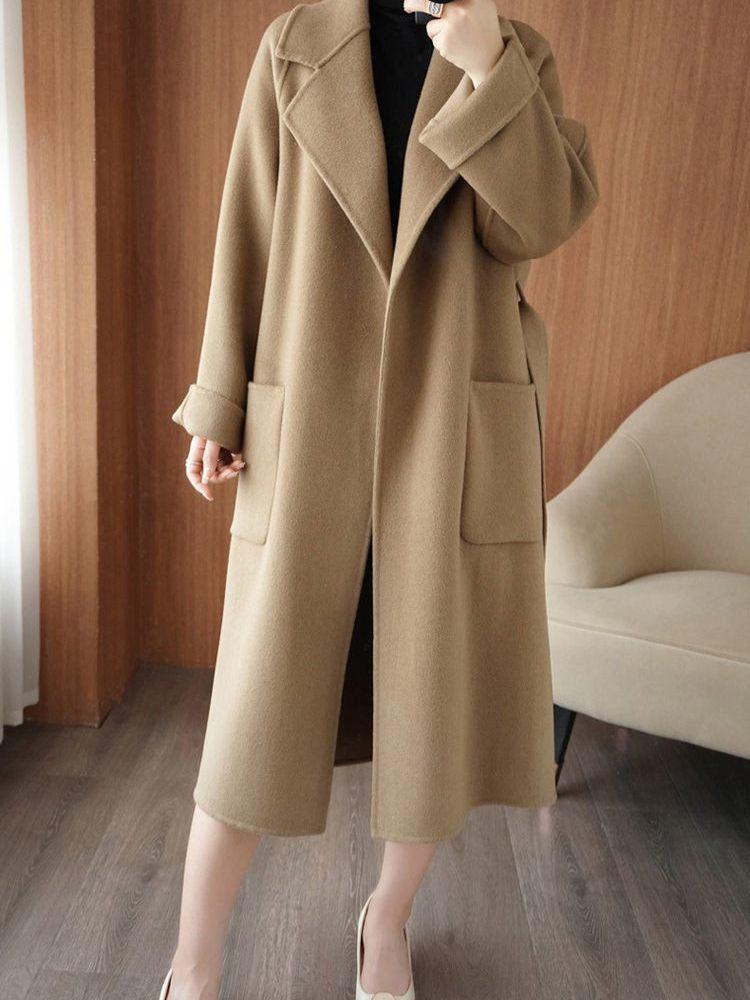 Manteau en laine ample mi-long pour femme, double face en cachemire, Automne/Hiver, style coréen