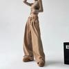 Amerikanische Retro-High-Waist-Einknopf-Hose Damenbekleidung Weiter Bein Modisch Falten Locker Basic Gerade Freizeit Hose
