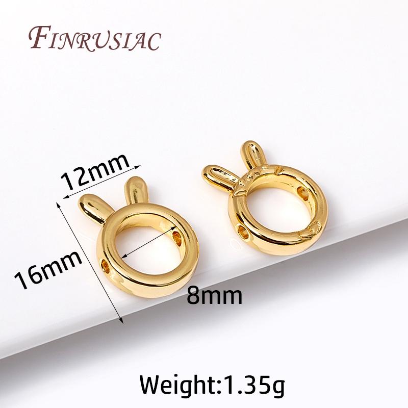 Brass Metal Through Hole Bead Frame Circle 18K Gold Plated Cat/Rabbit Shape Frame For Beads Spacer Connectors DIY Jewelry Making