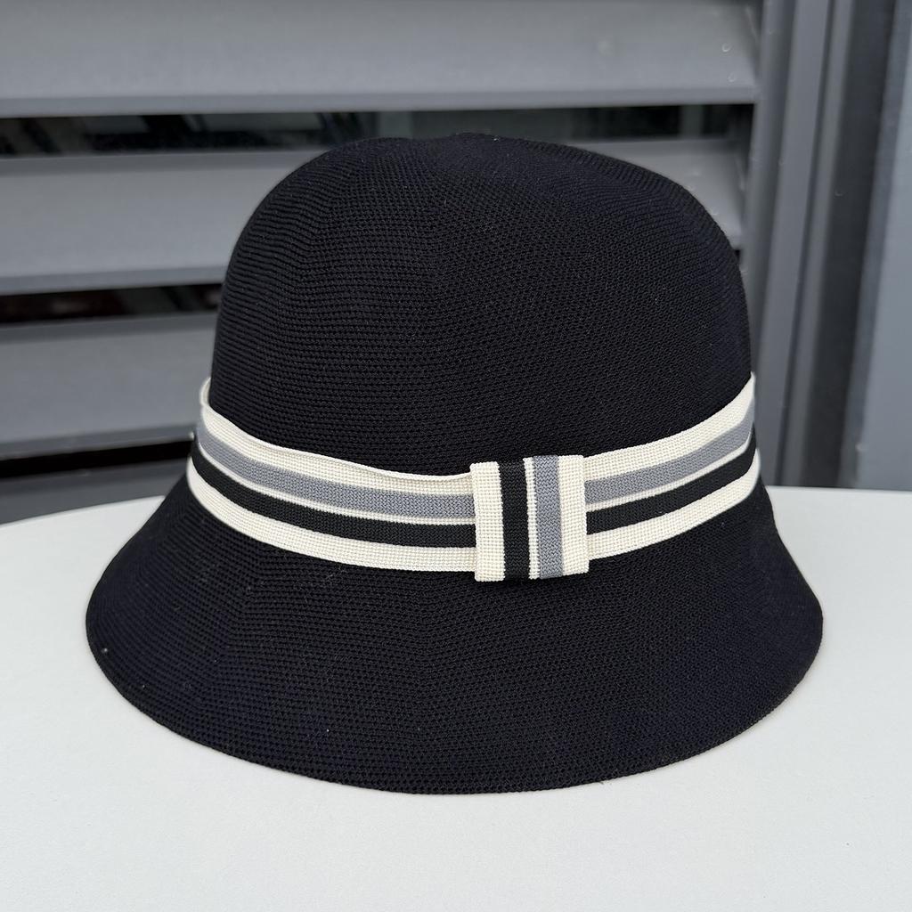 Simple and thin breathable knitted basin hat women's face protection sunscreen bucket hat summer travel sunscreen visor
