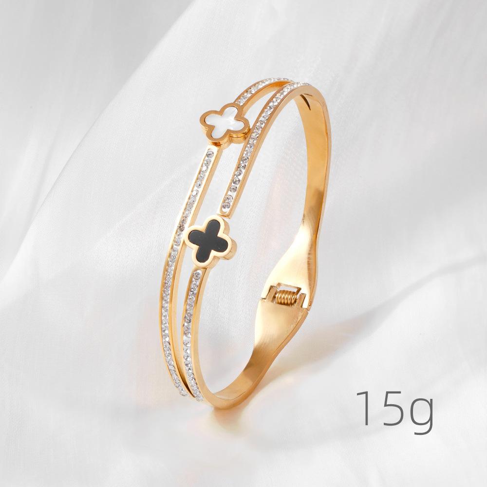 

18-каратный золотой клевер женский высококачественный титановый стальной невыцветающий ювелирный браслет из титановой стали