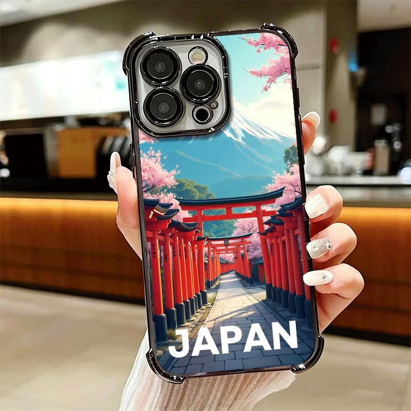 Osaka Tokyo Japan Scenery Plating Phone Case For Iphone 16 17 Pro Max Air 16E 14 15 Plus 12 13 Mini Anti-Fall Airabag Cover