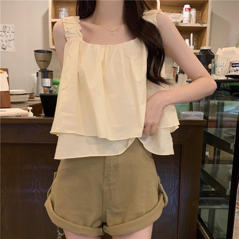 

Женский жилет на бретельках, летняя майка Spice Girls, свободные короткие топы без рукавов XL абрикосовый