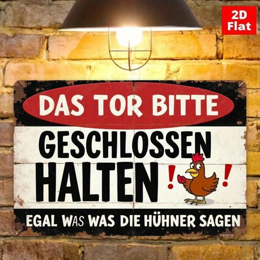 Vintage German Chicken Coop Metal Sign Farmhouse Wall Decor Rustic Iron Finish Aged Barn Door