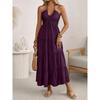 Women's Summer Flowy Maxi Dress Halter Neck Ruched Smocked Boho Beach Vacation Sundress