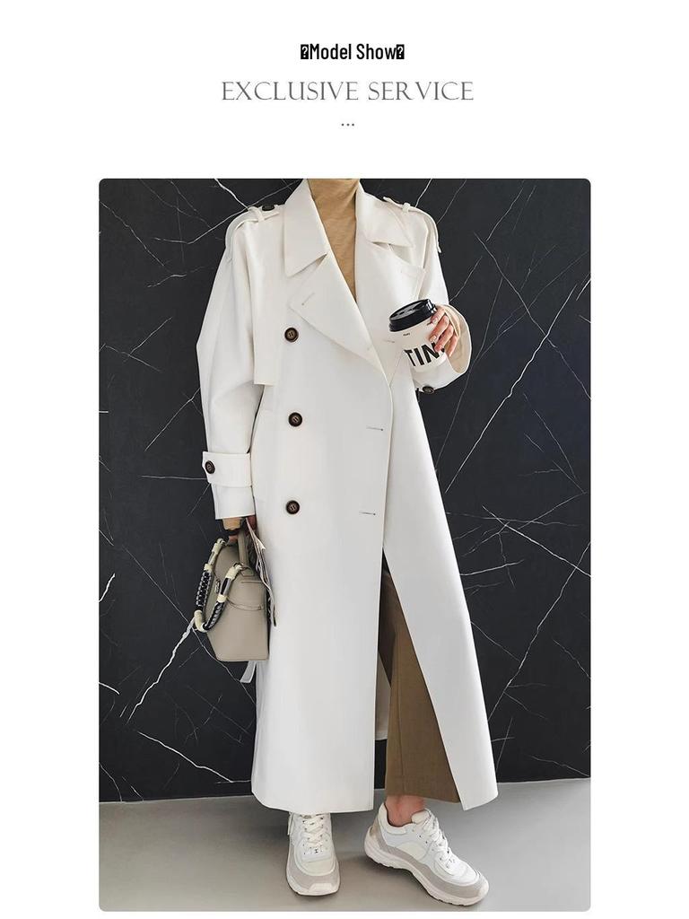 Rongtai Retro British Double-Breasted Tie-Waist Trench Coat for Women - 2025 Spring Collection