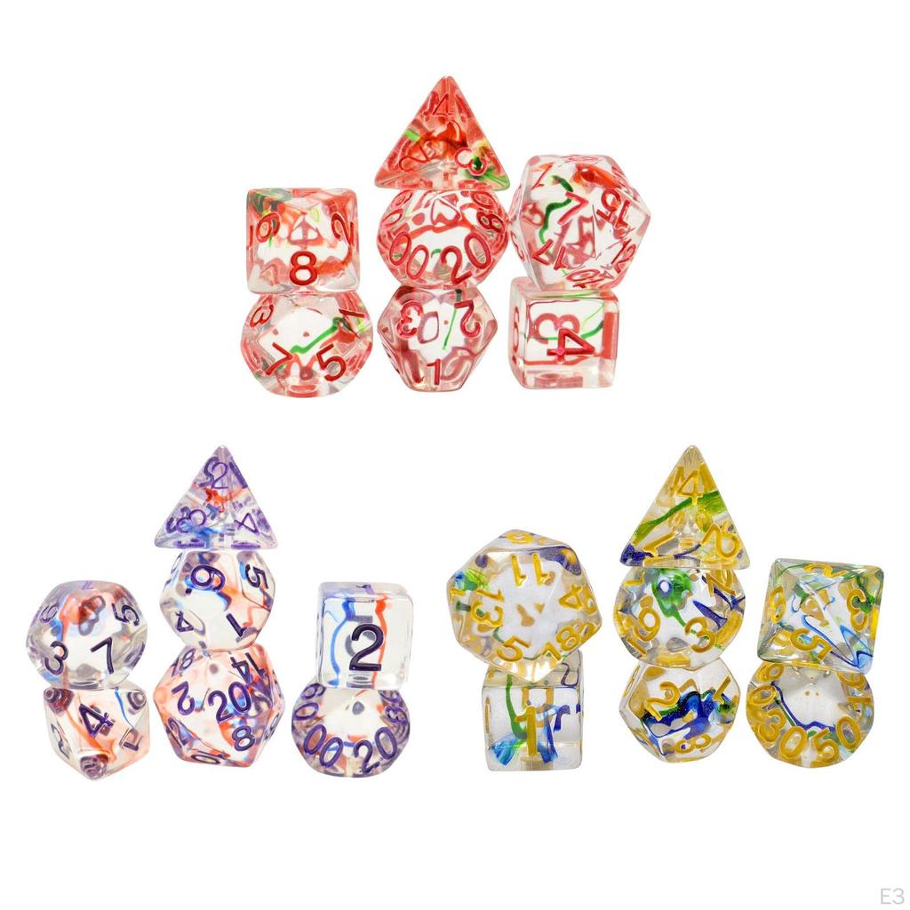 7 Pieces Multi Sided Game Dices, Dice Set, Dices Polyhedral for Bar