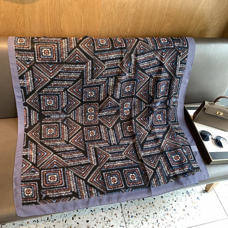 Famous Style Thin Headscarf French Retro Large Square Scarf Women'S Spring And Autumn Versatile Design Scarf Large Shawl Silk Scarf Square Scarf