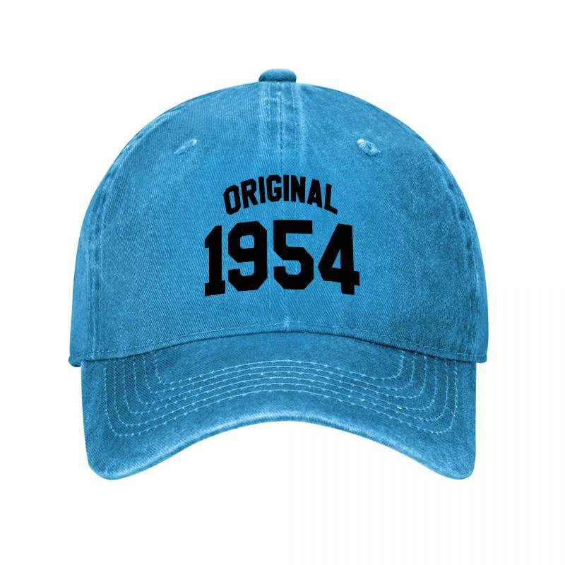 Original 1954 Vintage Washed Canvas Baseball Cap Unisex Casual Soft Top Hat Classic Letter Print Adjustable Sun Hat