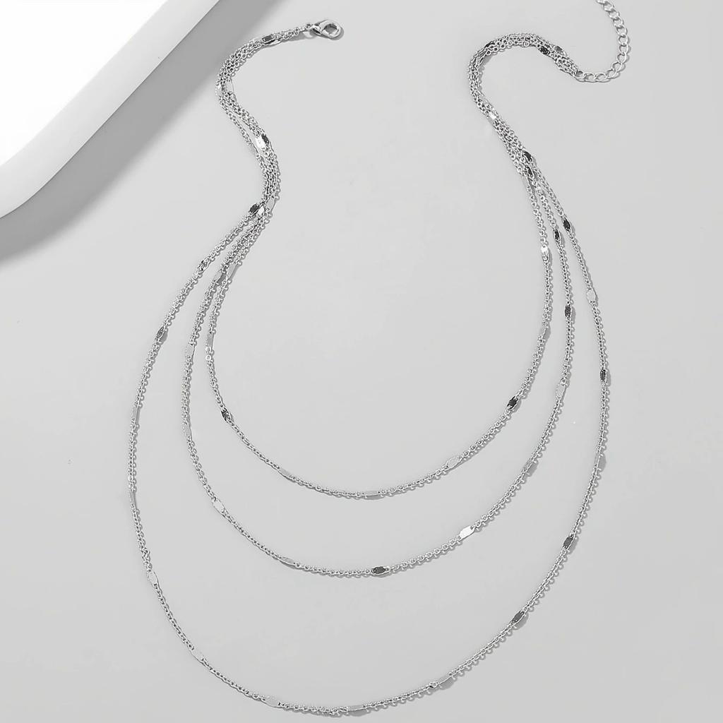 Simple Fashion Stainless Steel Chain Multilayer Necklace For Women Golden Hypoallergenic Trendy  Party Gift