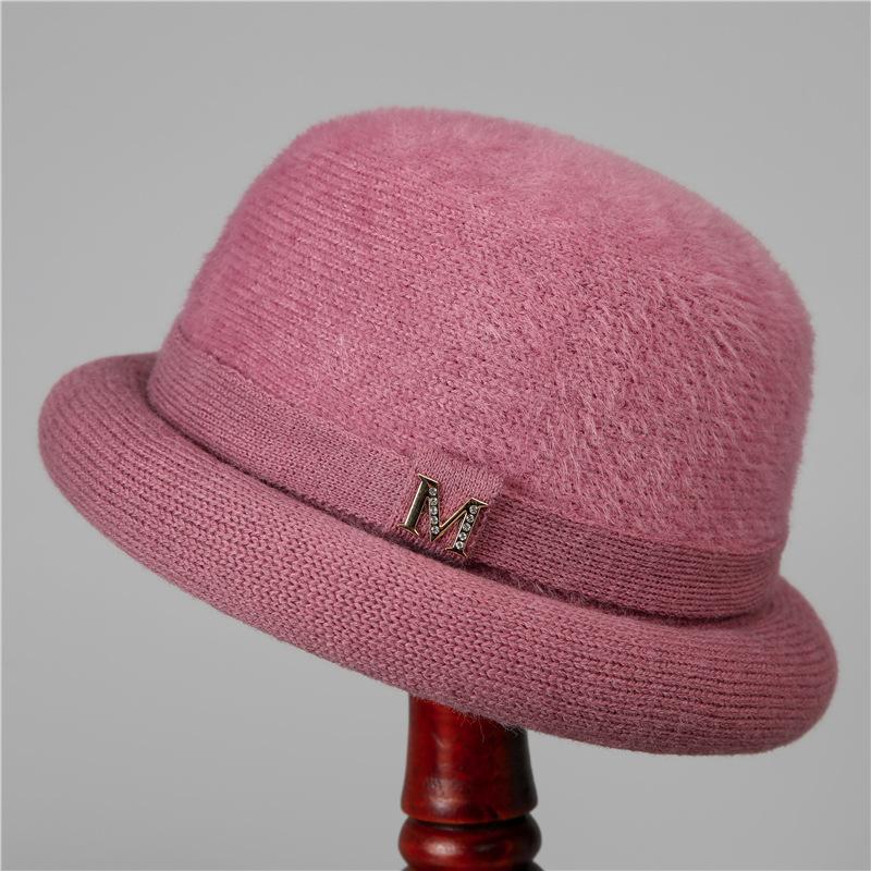 Hut Damen Winter Fischerhut Oma Kaschmir Warm Gestrickter Zylinder Mittleres Alter Ältere Mutter Mode Wolltopf Hut