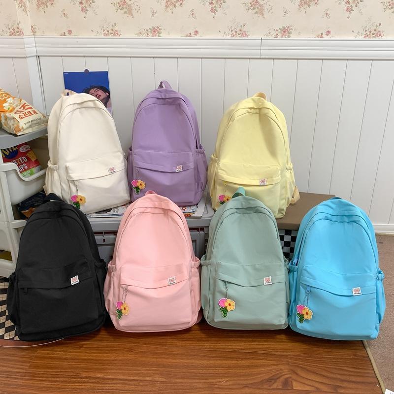 Schoolbag Large-capacity Student Schoolbag Ins Japanese Girl Simple Backpack Korean Version High School Soft Sister Solid Color Backpack