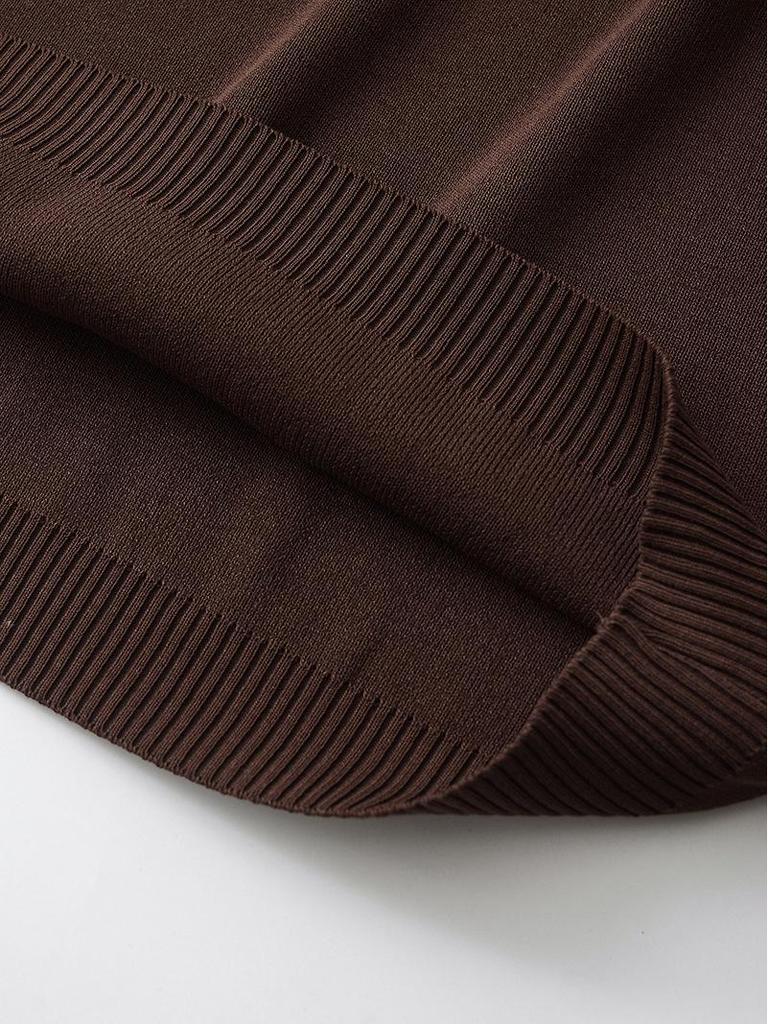 Women's Spring Coffee Stripe Pullover Sweater & Color Block Knit Pants Set