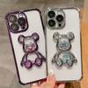 Applicable To iPhone11 Electroplating Four Corners Anti-drop Quicksand Violent Bear Mobile Phone Case Apple 11 All-inclusive Transparent Soft Case