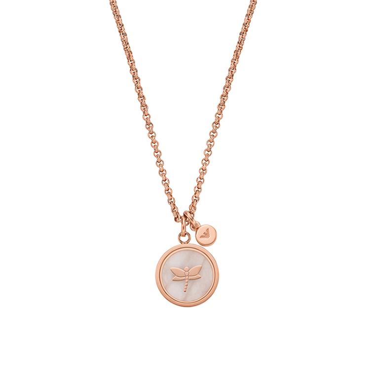 Emporio Armani White Moonlight Series Dragonfly Eagle Logo Decoration Pearl Mother Of Pearl Necklace Women necklace Rose-Gold EGS2902221 Basic Packaging