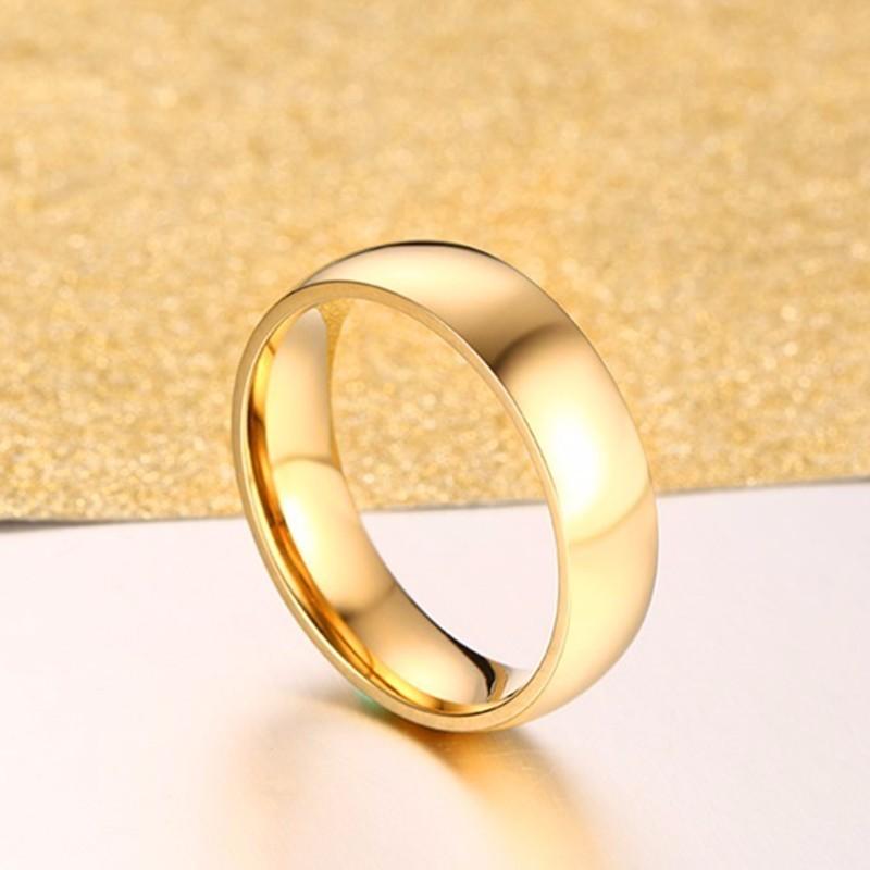 Xiaomi Vnox Classic Wedding Rings for Women Men 6mm Gold Color Stainless Steel Couple Rings Simple Plain Bands Anniversary Gift