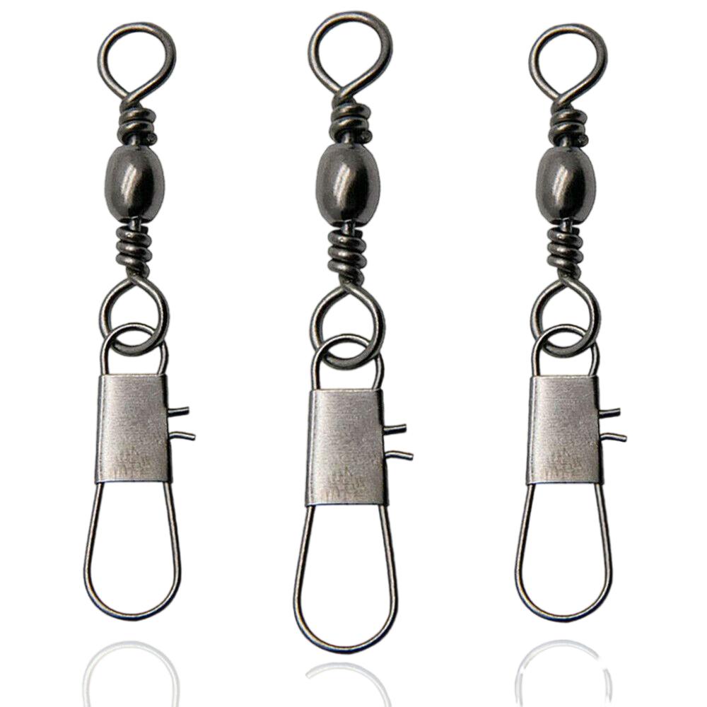 ZHUO RUN 1#-20# Interlock Snap Barrel Tackle Fishing Rolling Swivel with Swivel Snap Hook (Black,5/0-76mm) чёрный