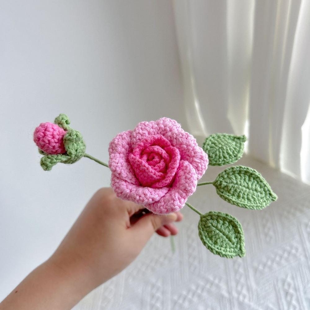 Rose Bud Crochet Bouquet Handmade Knitted Flower Premium Handwoven Rose  Handcrafted