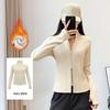 Women's Stand Collar Long Sleeve Fitness Jacket - Autumn/Winter Plus Velvet for Running, Cycling, and Yoga