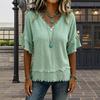 European and American New V-neck Pullover Short-sleeved Loose Women's Shirt Casual Women's Top
