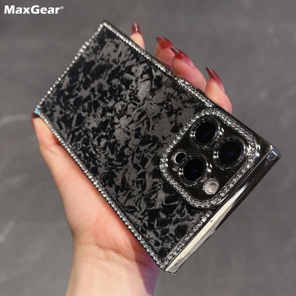 Luxus Diamant Aurora Muschel Muster Gerade Kante Hülle Für iPhone 16 15 14 13 Pro Max Plus Beschichtung Rüstung Ästhetisch Bling Abdeckung