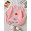 European Sizes Kids' Crewneck Sweatshirt - Red Fish Blue Whale Waves , Sportswear And Casual Wear, Soft And Comfortable, Children's Clothing