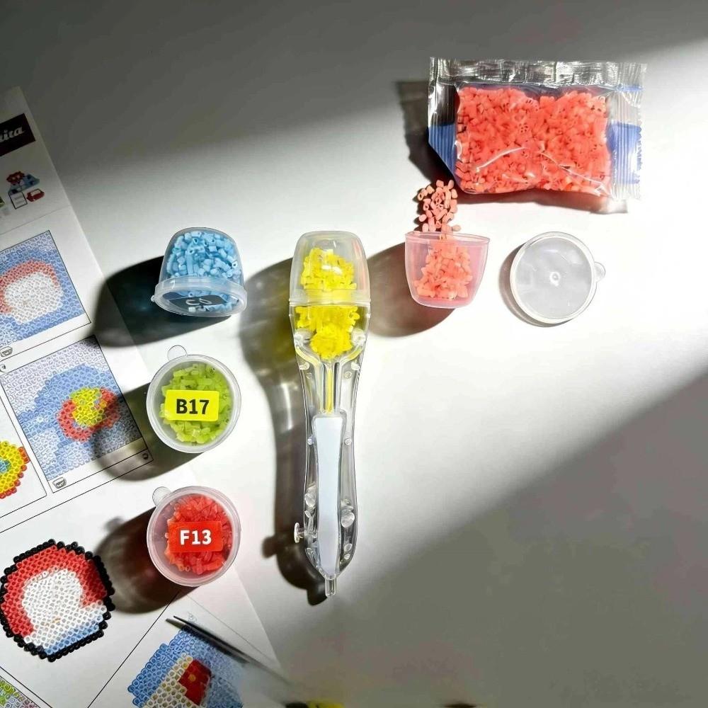 3D Pixel Puzzle Bead Positioning Pen Jam-Free with Bead Containers Fuse Beads Dispenser Educational Multi-functional Beaded Pen