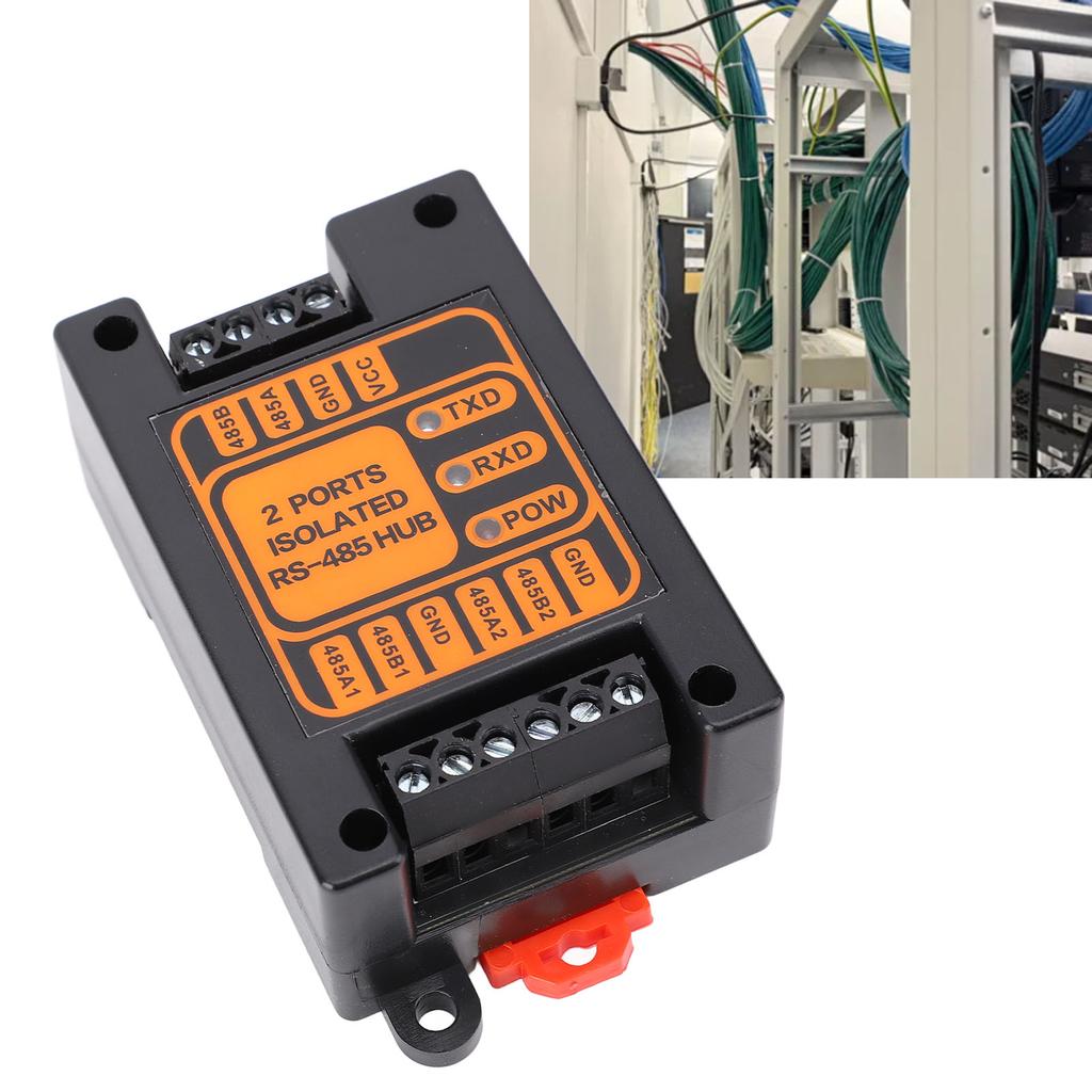 2 Ports Isolated Hub Serial Converter Automatic   Isolated Hub 1 in 2 Out Industrial Isolated Hub for Outdoor Engineering Applications