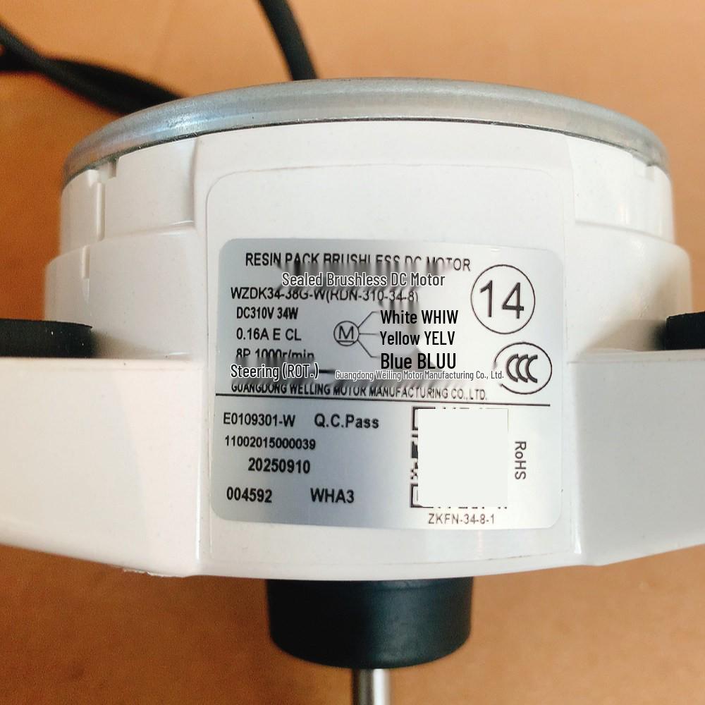 WZDK34-38G-W: 34W 3-wire DC Reverse Rotation Motor Compatible with Midea Air Conditioner External Motor RDN-310-34-8.