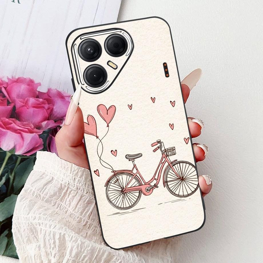 Black Silicone Cover For Tecno Pova 7 4G 5G / Pova 7 Pro Pova7 Ultra Neo Funda Cat Flower Dragon Design Bumper Soft Capa