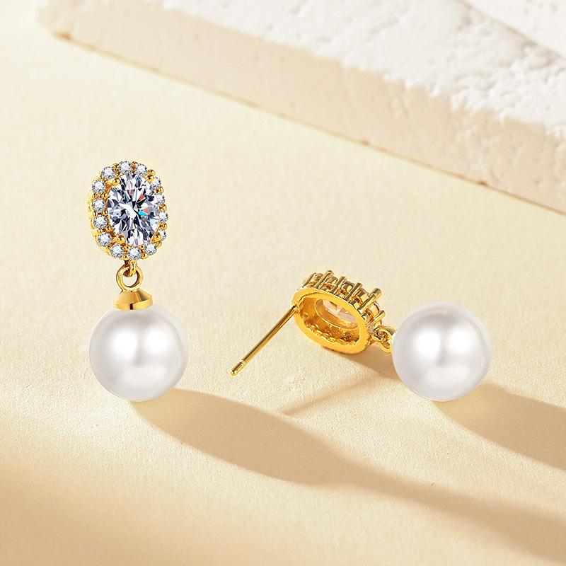 2026 French Retro Diamond-encrusted Pearl Earrings, Fashionable and Gentle, High-end Temperament, Niche Design Stud Earrings