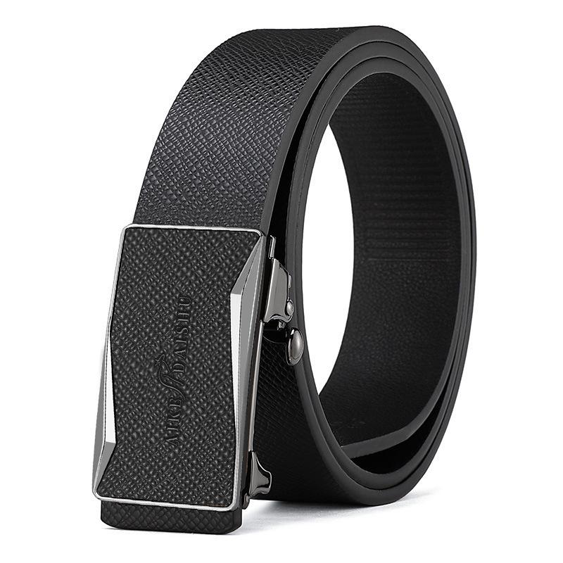 

Мужской новый ремень с автоматической пряжкой, модный деловой ремень из коровьей кожи для среднего и молодого возраста, повседневный простой ремень из натуральной кожи для джинсов 125cm