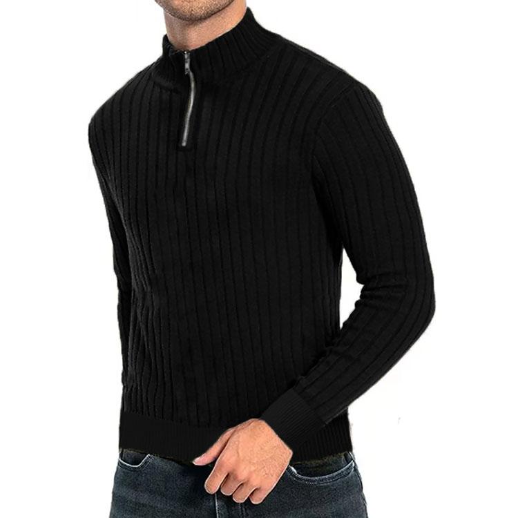 

Men s Semi-turtleneck Zipper Sweater Men s Fall/winter Loose Sweater Casual Pullover Long-sleeved Sweater XXXL чорний