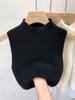 Semi-turtleneck Knitted Suspender Small Vest Women's Early Autumn Spring Suit with Bottoming Shirt Inside, Sleeveless Outer Wear Short Sweater Winter