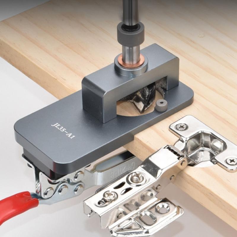 35mm Concealed Hinge Jig Hinge Hole Puncher Tool Long Lasting Aluminum Material, Woodworking Aid for Home Improvement