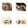 4/6/8Pcs Cute Cat Themed Painting Placemats Linen Kitchen Dinning Table Mats Bowl Coffee Cup Decor Heat-resistant Pads 45x30cm