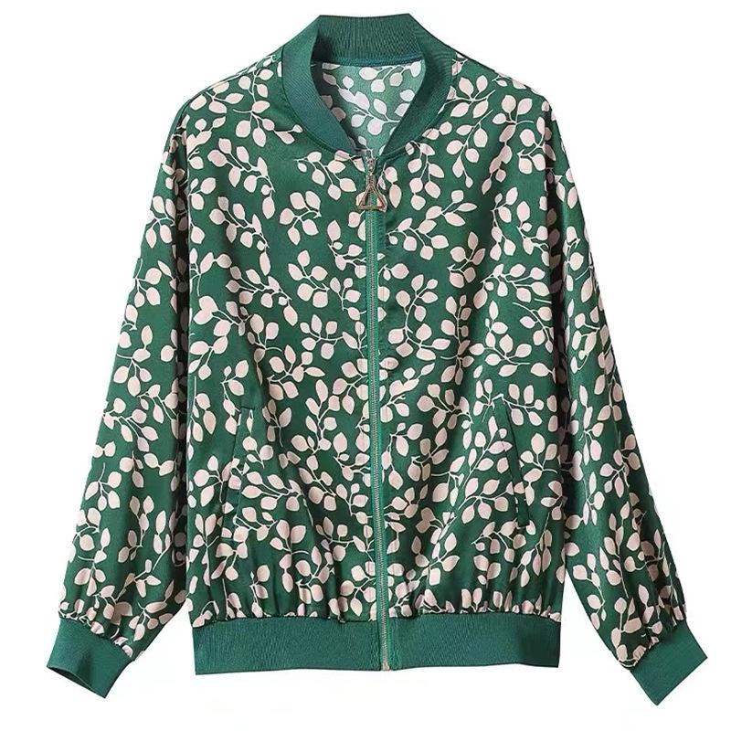 Spring Slim Fit Two-Piece Set: Casual Round Neck Jacket & Chiffon Shirt for Middle-aged & Elderly Women - Plus Size, Sun Protection