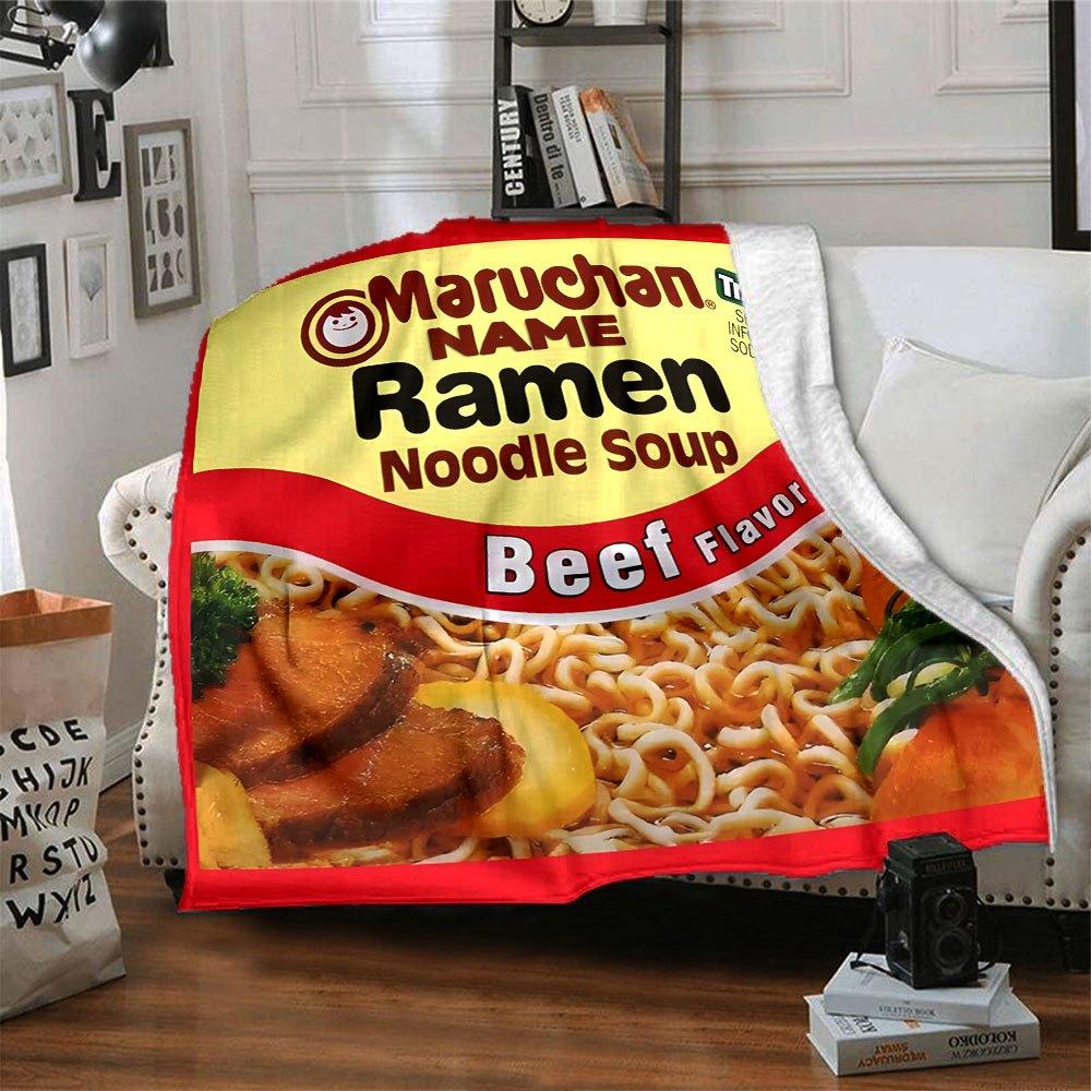 Maruchan Beef Ramen Noodle Soup With 0G Trans Fat Cozy Customizable Blanket Personalized Name Soft Cozy For Sofa Couch Office Bed Picnics Four Seasons