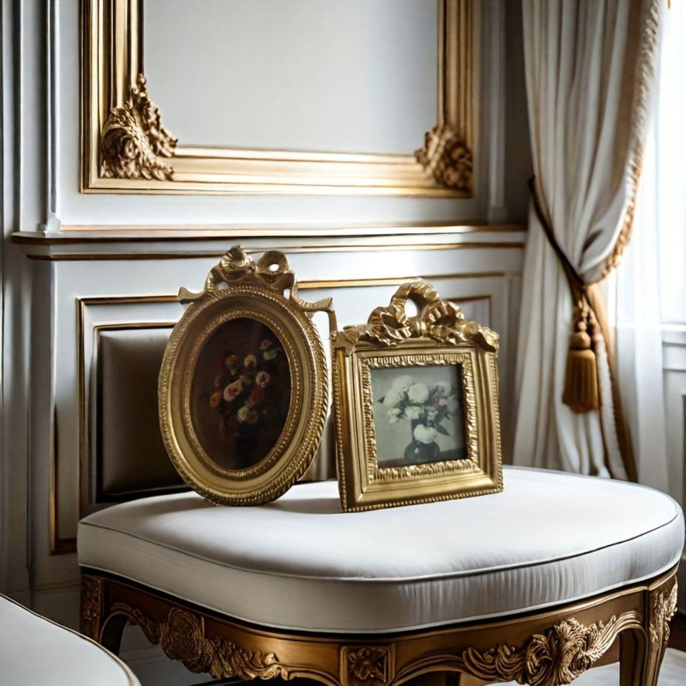 European Style Vintage Photo Frames Gold Photo Frame Ornament Photo Display Holders for Desktop