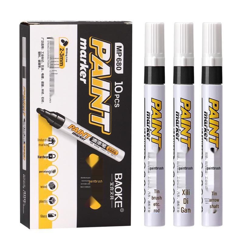 Bao Ke MP680 Waterproof Industrial Paint Marker - White & Gold Signature Pen