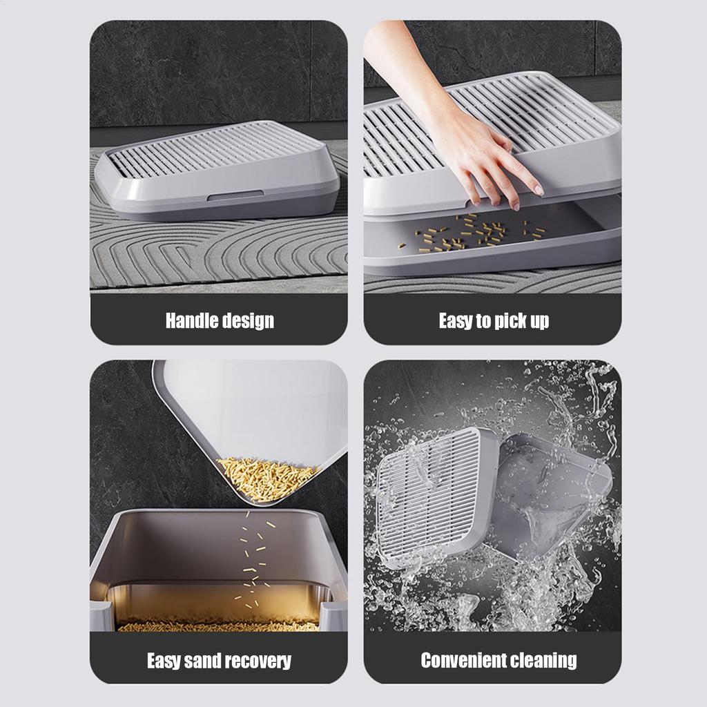 Litter Box Step Cat Litter Catcher Ramp Box Double Layer Elevated Tray With Filter Function Non-Slip Trapper Easy Cleaning Tool
