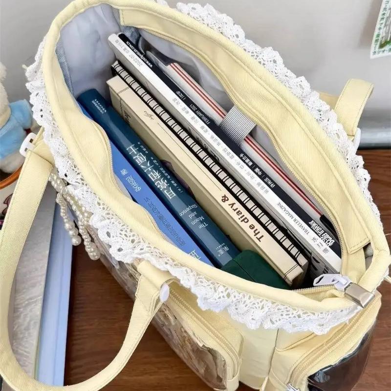 Kawaii Ita Bag Women Shoulder Bag Transparent Window Crossbody Bag Cute Japanese JK Tote Bag Large Capacity Anime Pin Display Handbag for Girls