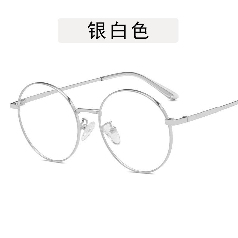 Korean New Female Glasses Frame Fashion Round Shape Man Glasses Metal Frame Stylish Computer Office Glass