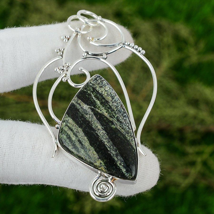 Sterling Silver Heart Chakra Green Swiss Opal Stone Sister Bezel Pendant Jewelry