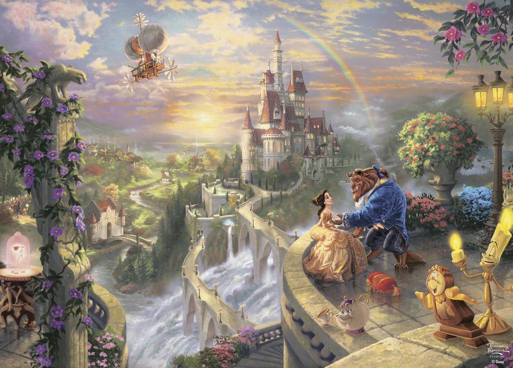 Ceaco - Disney - Thomas Kinkade - Beauty and the Beast In Love - 1000 Piece Jigsaw Puzzle for Adults - A Challenging Puzzle Perfect for Game Night