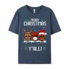 Merry Christmas Yall Sugar Skull Christmas Family Pajamas TShirt Cotton Tops Tees Fitted Unisex Tshirts Casual Fitness Tight